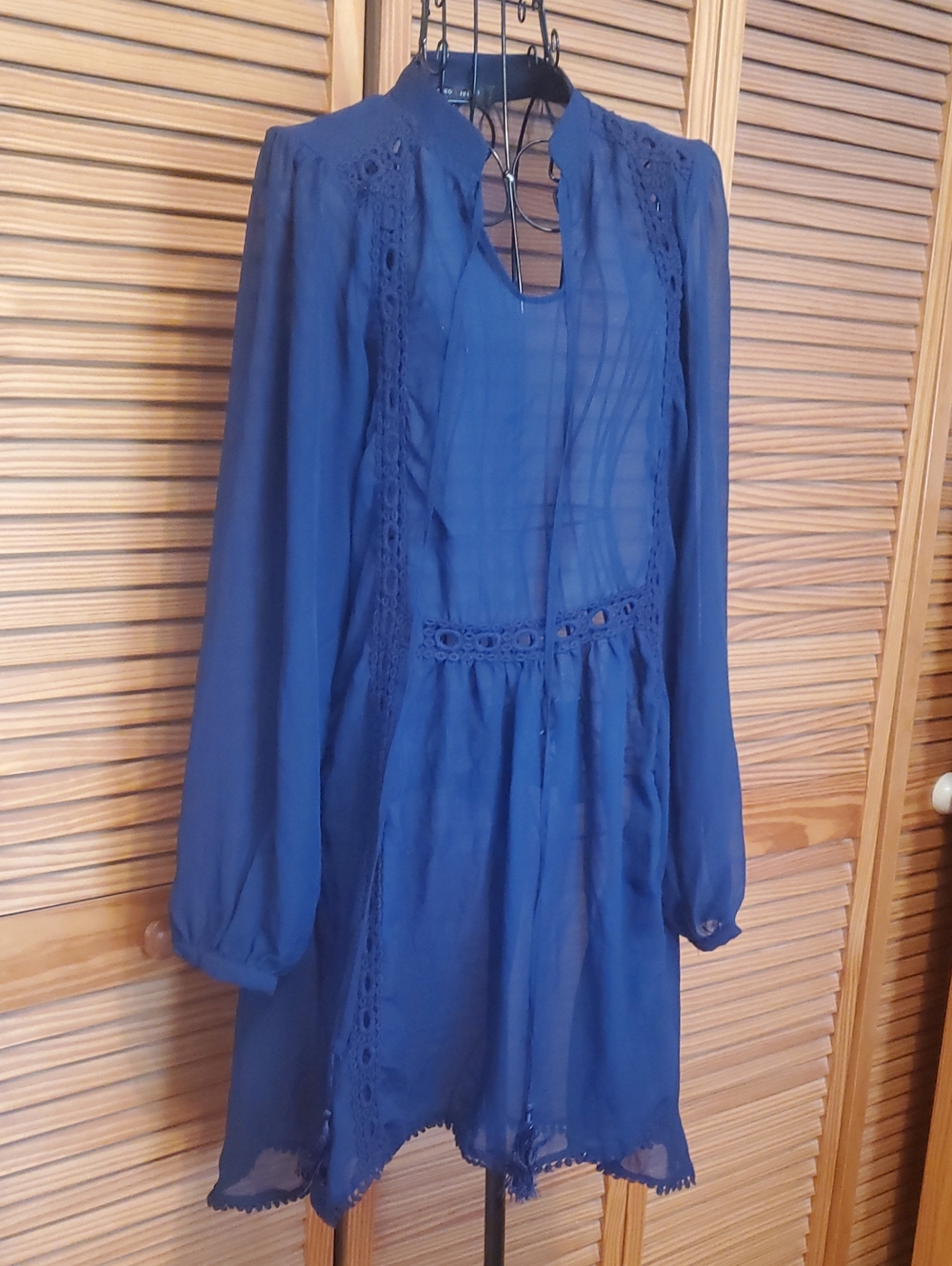 Romeo & Juliet Couture Royal Blue Sheer Sleeve Mini Dress